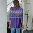 thumbnail image 4 of ZKIRBJV Kimono Cardigans for Women 3/4 Sleeve White Cardigan Sweater for Women Lightweight Open Front Shrug Cardigan Floral Print Dressy Casual Summer Cardigan Purple M, 4 of 6