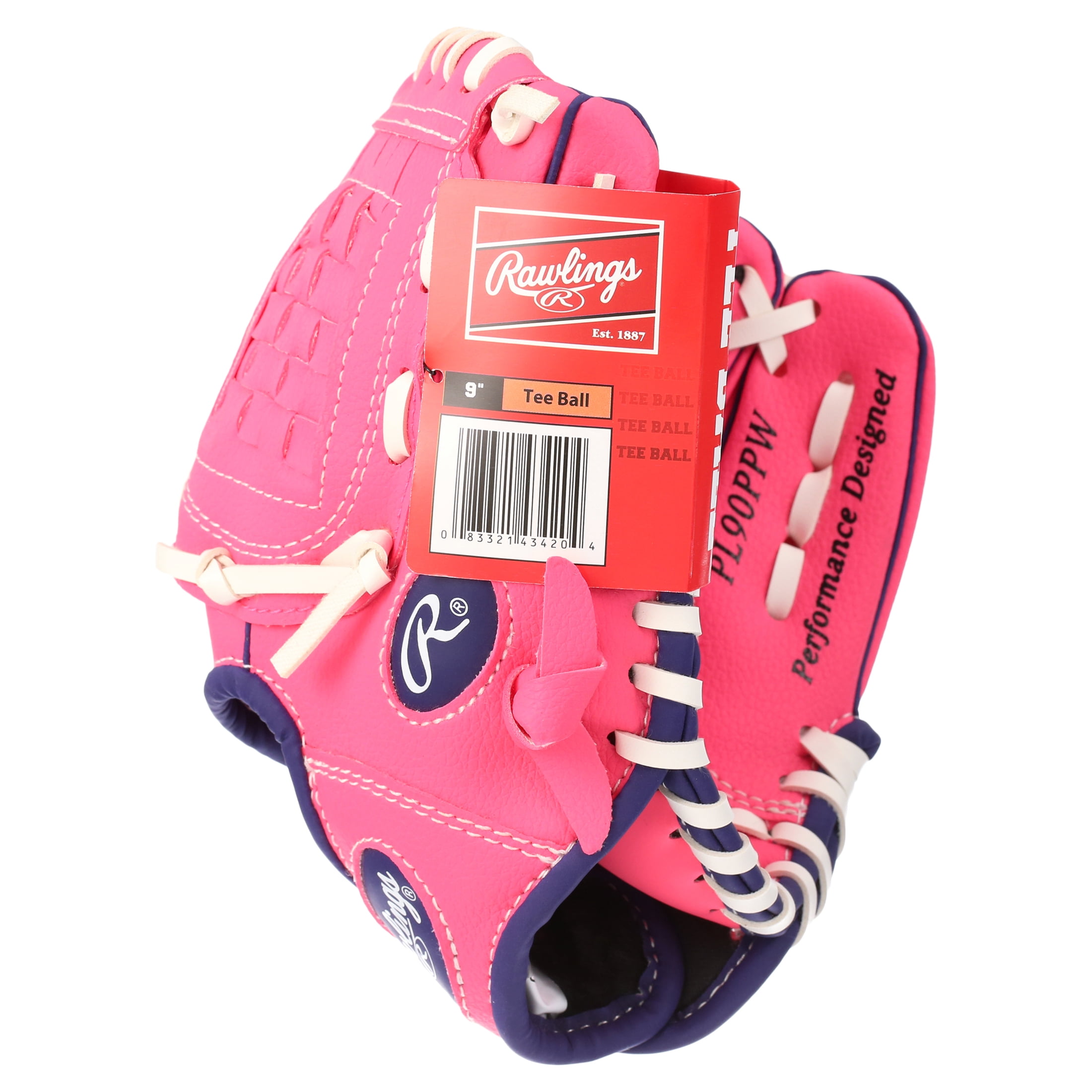 PLAYMAKER 9 INCH ~ Rawlings Youth Girls Pink Softball T-Ball Glove with Ball 
