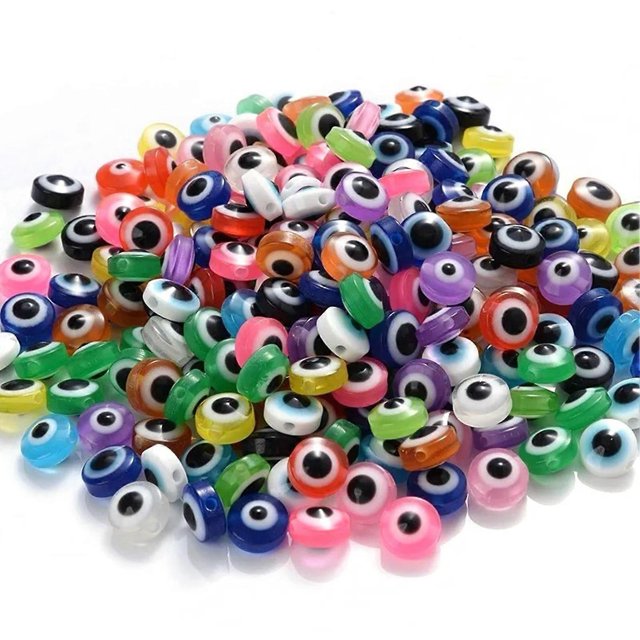 300pcs Flat Round Eye Beads 6x8mm DIY Handcraft Resin Eye Beads Eyeball Beads for Jewelry Making
