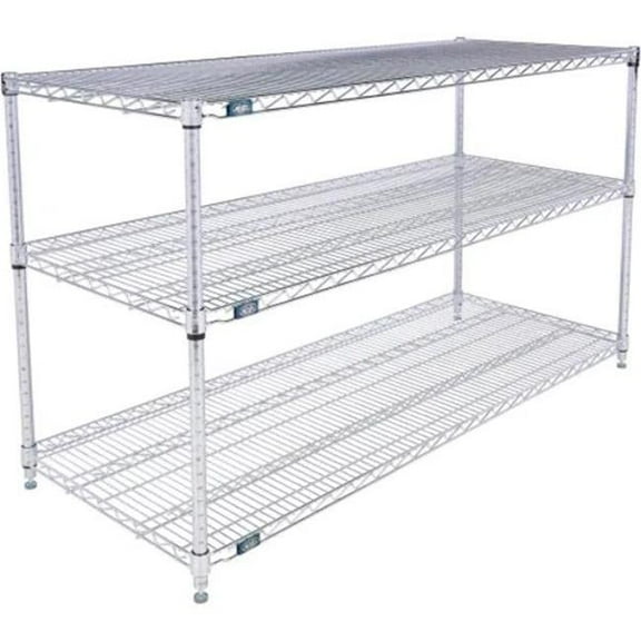 Global Industrial 24603C3 Nexel 3 Shelf Chrome Wire Shelving Unit Starter, Chrome - 60 x 24 x 34 in.