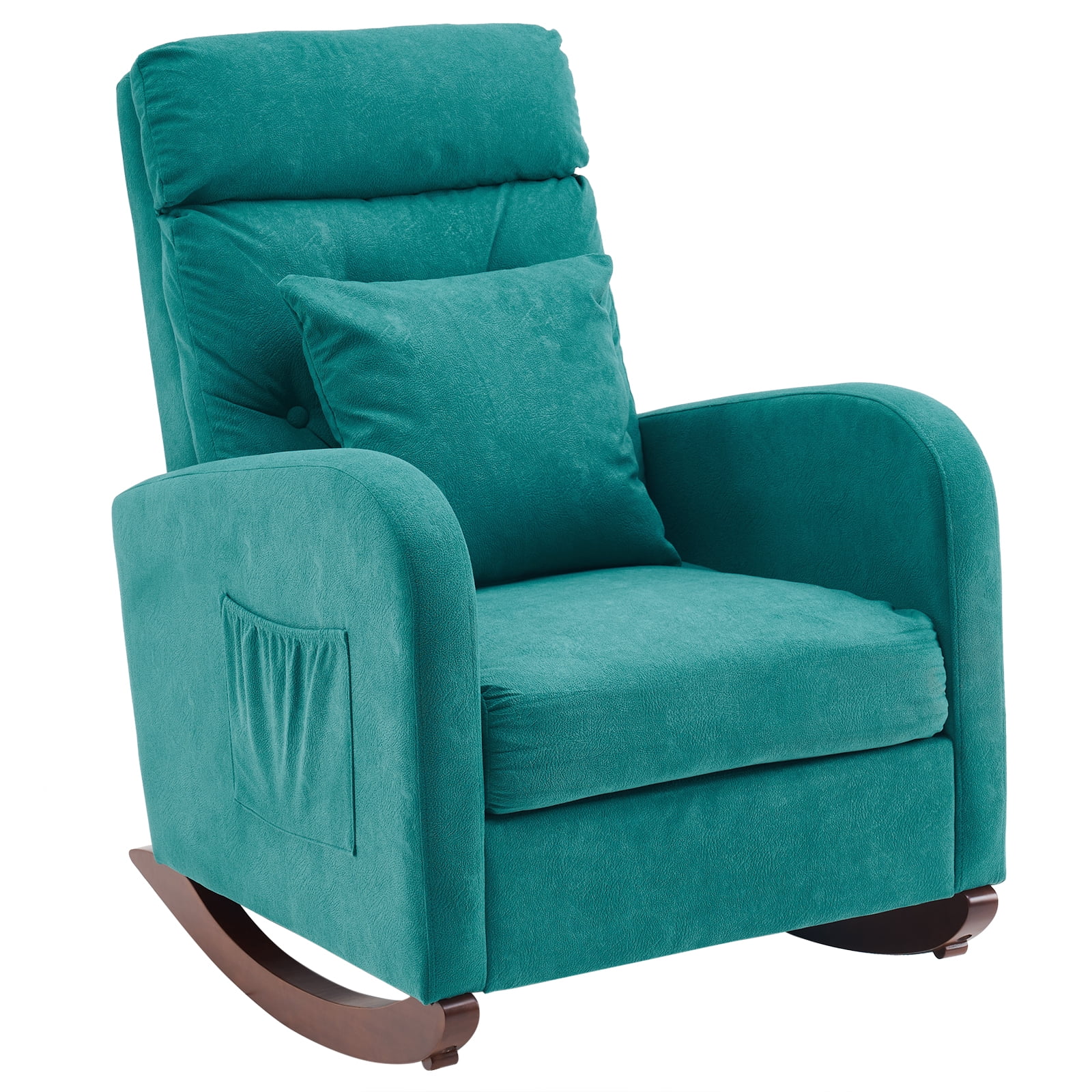 Rocking Chair, Upholstered Fabric Nursery Chair, Nursery Glider with