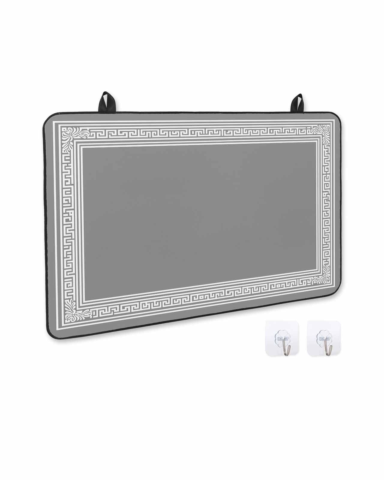 nqOlkjepod Large Induction Cooktop Protector Mat 31"x24", Grey White Geometric Stove Top Covers for Electric Stove, Country Greece Key Art Decorative Stove Burner Cover Mats, Glass Top Stove Cover