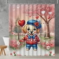 thumbnail image 2 of Happy Valentine’s Day Adorable Labrador Retriever Puppy Holding Heart Balloon Shower Curtain Lab Dog Lover Gifts Waterproof Bathroom Bathtub Curtain - 00030, 2 of 5