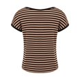 thumbnail image 6 of Baberdicy Women's Oversized Striped T-Shirt – Round Neck Loose Fit Cotton Tee, Plus Size Casual Top for Streetwear, Comfortable Relaxed Everyday Wear (Coffee | XXL), 6 of 8