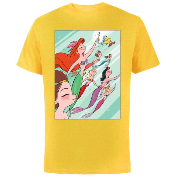 Disney Princess Ariel and her Sisters - Short Sleeve Cotton T-Shirt for Adults - Customized-Yellow