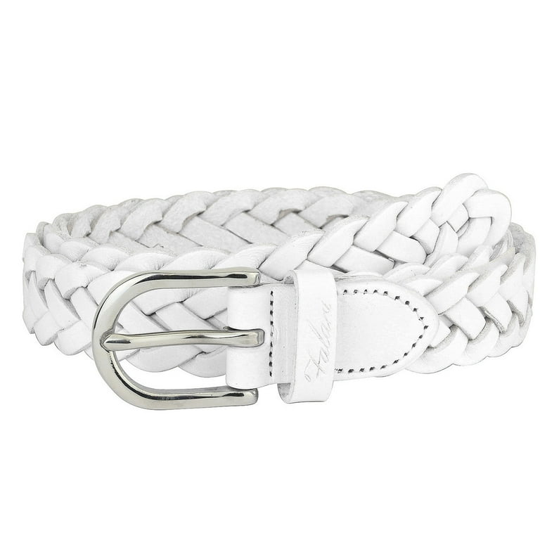 Falari Women's Leather Braided Belt Stainless Steel Buckle