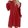 thumbnail image 2 of Lilgiuy Women’s Trendy Causal Pocket Button Round Neck Long Sleeve Dresses for Photo-shoot, 2 of 5