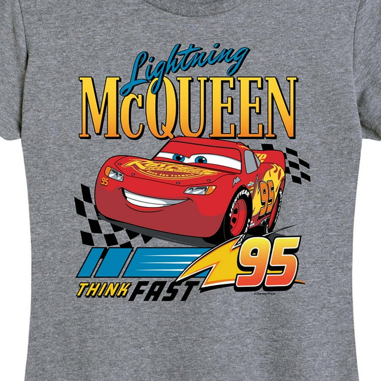 Disney s Cars Lightning McQueen Think Fast Women s Short Sleeve Graphic T Shirt Walmart