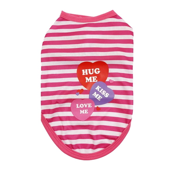 Striped Vests Cotton Pet T-shirts Sweat Absorption Puppy Clothes Dog Shirts Exquisite Workmanship Coat Top Cat Costumes Outfit Rose Red L