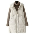 thumbnail image 2 of ZMHEGW Women Coats Winter Sleeveless Botton Vest Long Hoodie Warm Down With Pockets Quilted Outdoor Fall Jackets, 2 of 7