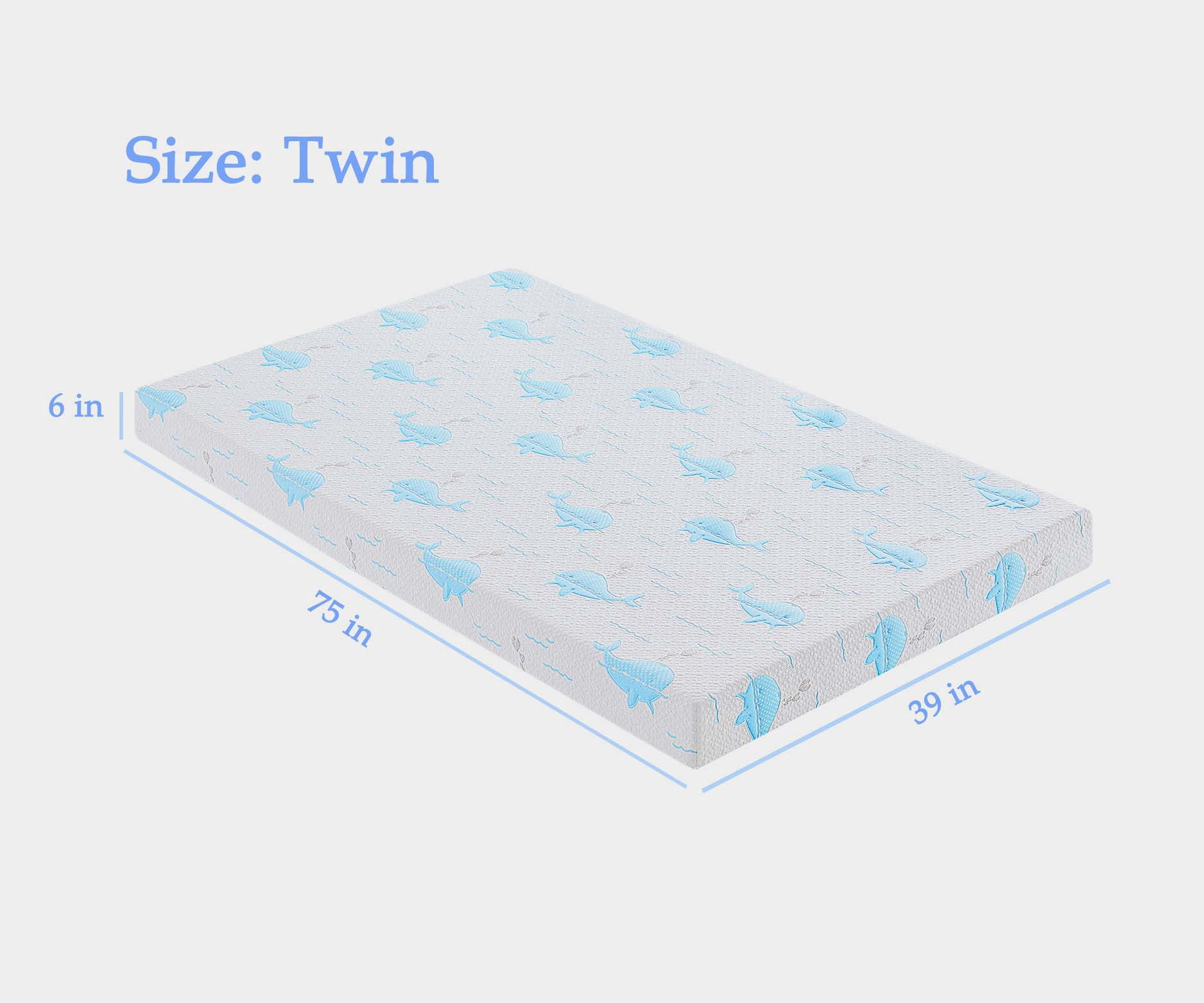 BMMB Whale 6" Pressure Relief Twin Medium Firm Topper Memory Foam Mattress