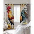 thumbnail image 4 of Sunflower Retro Rooster Blackout Curtains for Bedroom Living Room Darkening Curtains 63 Inches Long Elegant Animals Watercolor Window Curtain 2 Panels Set Window Treatment Grommet Drapes 52"x63", 4 of 9