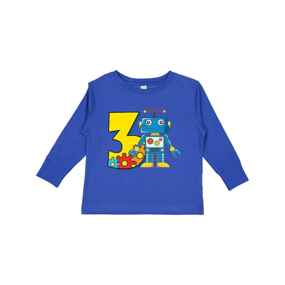 Inktastic 3rd Birthday Robot Boys or Girls Long Sleeve Toddler T-Shirt