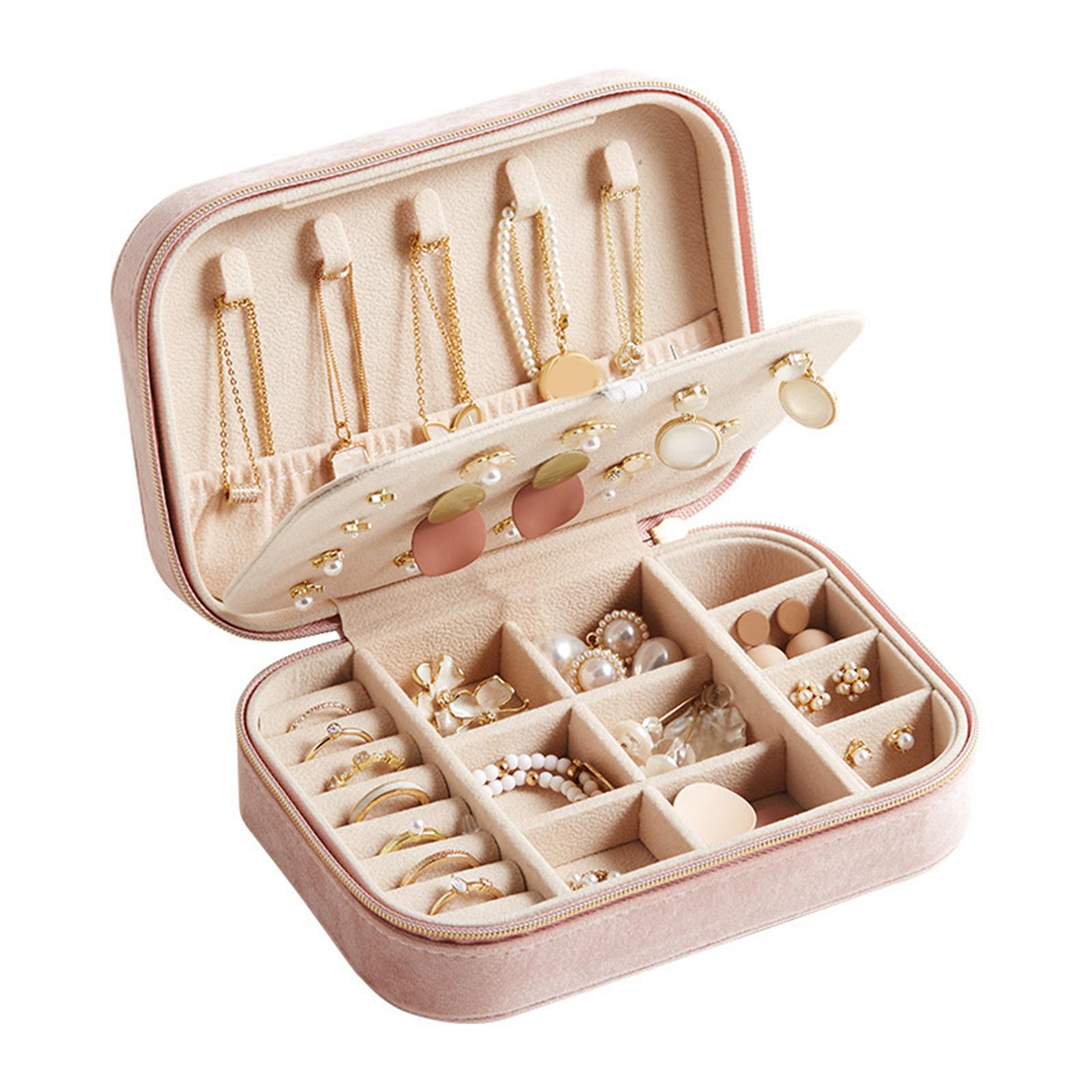FVDPWYE Earrings Organizer Jewelry Showcase ,Travel Storage Case Chic with Hanging Hooks pink