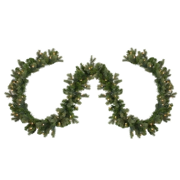 Northlight Pre-Lit Savannah Spruce Artificial Christmas Garland - 9' x 12" - Clear Lights