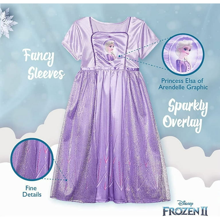 Disney Girls' Frozen Fantasy Nightgown, Elsa Regal in Purple,
