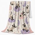 thumbnail image 2 of Siamese Cat Celestial Dreams, Playful Pet Portrait Pattern, Warm Flannel Blanket for Living Room and Reading Nook, Cat Lovers Friendship Gift, Pet Lover Home Decor, 2 of 9