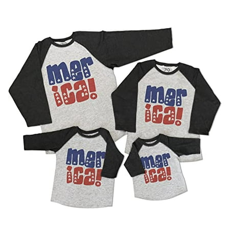 

7 ate 9 Apparel Matching Family 4th of July Shirts - Red White Grey America Grey Shirt 12 Months