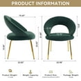 thumbnail image 5 of S-HOME Velvet Fabric Dining Chair With Curved Backrest And Golden Metal Legs For Kitchen Or Dining Room, 5 of 9
