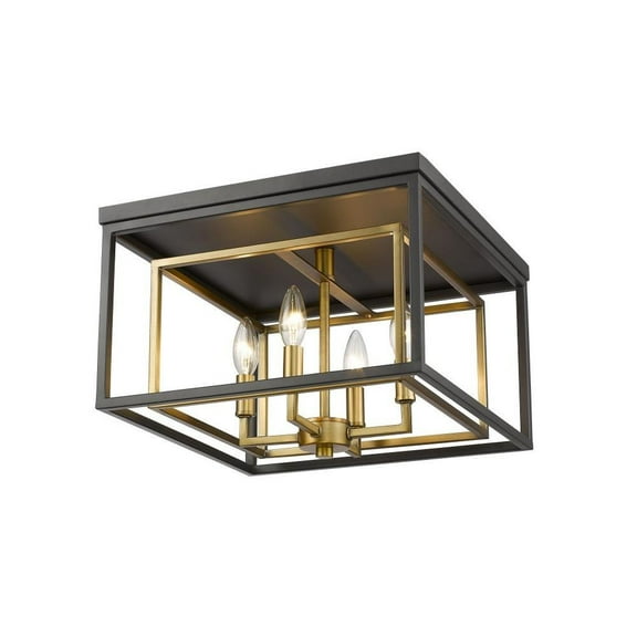 4 Light Flush Mount in Transitional Style 15 inches Wide By 10.5 inches High-Olde Brass/Bronze Finish Bailey Street Home 372-Bel-2959122