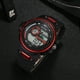 thumbnail image 2 of Reloj de pulsera informal de moda para hombres y estudiantes con correa de silicona resistente al agua, color rojo, 2 of 2