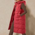 thumbnail image 5 of AOMPMSDX Women's Outerwear Vests Women Long Vest Jacket Sleveless Hoodies Full Zipper Sleeveless Down Coats Thickened Warm Windbreakers M Red, 5 of 7