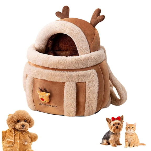 2026 New Cat Puppy Plush Outing Backpack, Anti-Escape, Foldable Pet Carrier with Adjustable Crossbody Strap,Teddy Bear Dog Carrier Bag, for Kitten,Puppy & Small Dogs