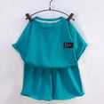 thumbnail image 5 of SGFCWSX Boys 2 Piece Outfits Summer Waffle Knit Short Sleeve T Shirt Elastic Waist Shorts Athletic Set for Kids Blue Size 3T, 5 of 5