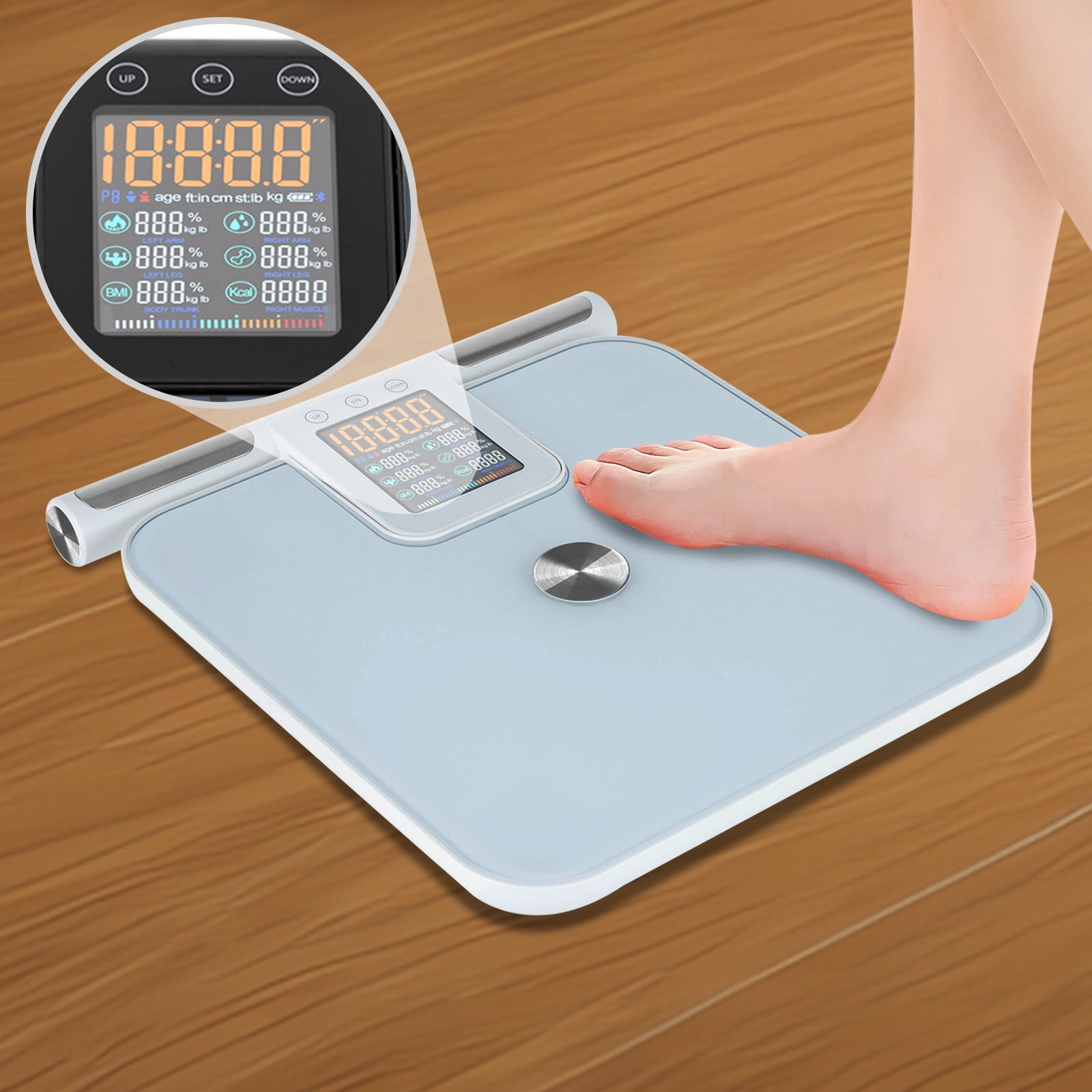 Wildnix Smart Body Fat Scale, Bluetooth Digital Display, Tempered Glass, Accurate 100g Precision, Weight Capacity 5-180kg, Modern Square Design for Home Health Tracking