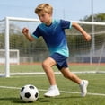 thumbnail image 6 of Avtoify Summer Girls Short Sleeve Round-Neck Shirts Dry Breathable Short Sleeve Top Matching Shorts 2 Piece Unisex Soccer Outfit for Kids Aged 5-14 Daily Attire, 6 of 9
