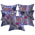 thumbnail image 1 of Stylo Culture Ethnic Cotton Living Room Throw Pillow Covers Dark Blue 20 x 20 Bohemian Vintage Patchwork Ethnic Sofa Cushion Covers 50x50 cm Decorative Abstract Square Pillow Cases | Set Of 5, 1 of 1