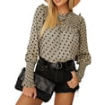 thumbnail image 1 of Jumpingount Blusa de mujer con estampado de puntos, camisa de gasa informal, linterna, manga larga, volantes de trabajo, top de dama Prendas para la parte del cuerpo Caqui METRO Jumpingount AP003530-12, 1 of 5