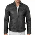 thumbnail image 5 of zfhfof Men's Stand Collar Leather Jacket Motorcycle Lightweight Faux Leather Outwear Slim Fit Full Zip Jackets, 5 of 5