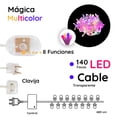 thumbnail image 3 of Serie Navideña Navicolors Decorativa Luz Led Multicolor Paquete 3 Pz 140 Focos 8 Funciones Cable Transparente 6.3 m, 3 of 5