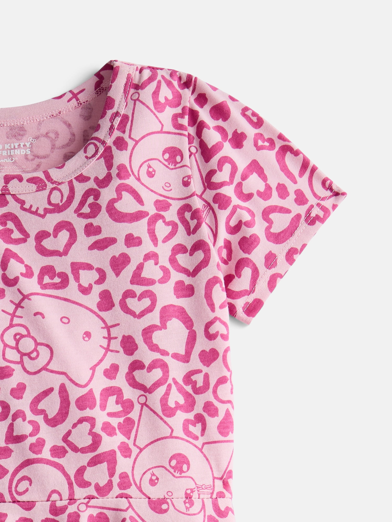 Hello Kitty Girls Print Skater Dress with Short Sleeves, Sizes 4-12