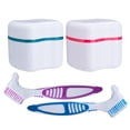 thumbnail image 1 of 2pack Retainer Cleaner Case - Lightweight Denture Bath Case Container for Dentures to Soak Denture Container with Basket and Brush, Easy to Carry, 1 of 5
