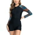 thumbnail image 6 of Stamzod Modest Bathing Suit for Women Crewneck Long Sleeve Rash Guard Swim Suit Summer One Piece Swimsuit Women Swimwear Black-3 XL, 6 of 7