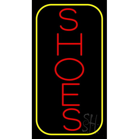 Vertical Shoes Border LED Neon Sign 20 x 37 - inches, Black Square Cut Acrylic Backing, with Dimmer - Bright and Premium built indoor LED Neon Sign for store interior Décor, Storefront.