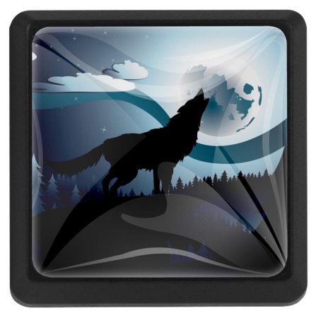 

Ownta Square with Screws 3 Pcs for Cupboard Dressing Table Bookcase Drawer Pull Handle Cabinet Door Knobs Wolf Animal