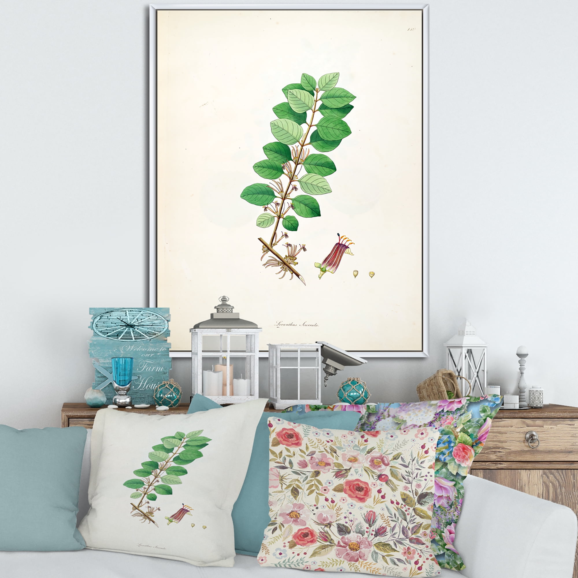 Designart 'Ancient Plant Life XVII' Farmhouse Framed Canvas Wall Art Print