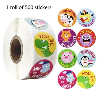 Ciwanning 500Pcs/Roll Reward Stickers Animal Scrapbooking Paper Craft for Students Motivation Teacher Encouragement Sticker