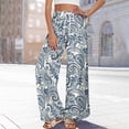 thumbnail image 2 of Women's Floral Print Palazzo Pants - High Waist Wide Leg Bohemian Summer Casual Trousers with Elastic Waist ,Royal Blue,S, 2 of 7