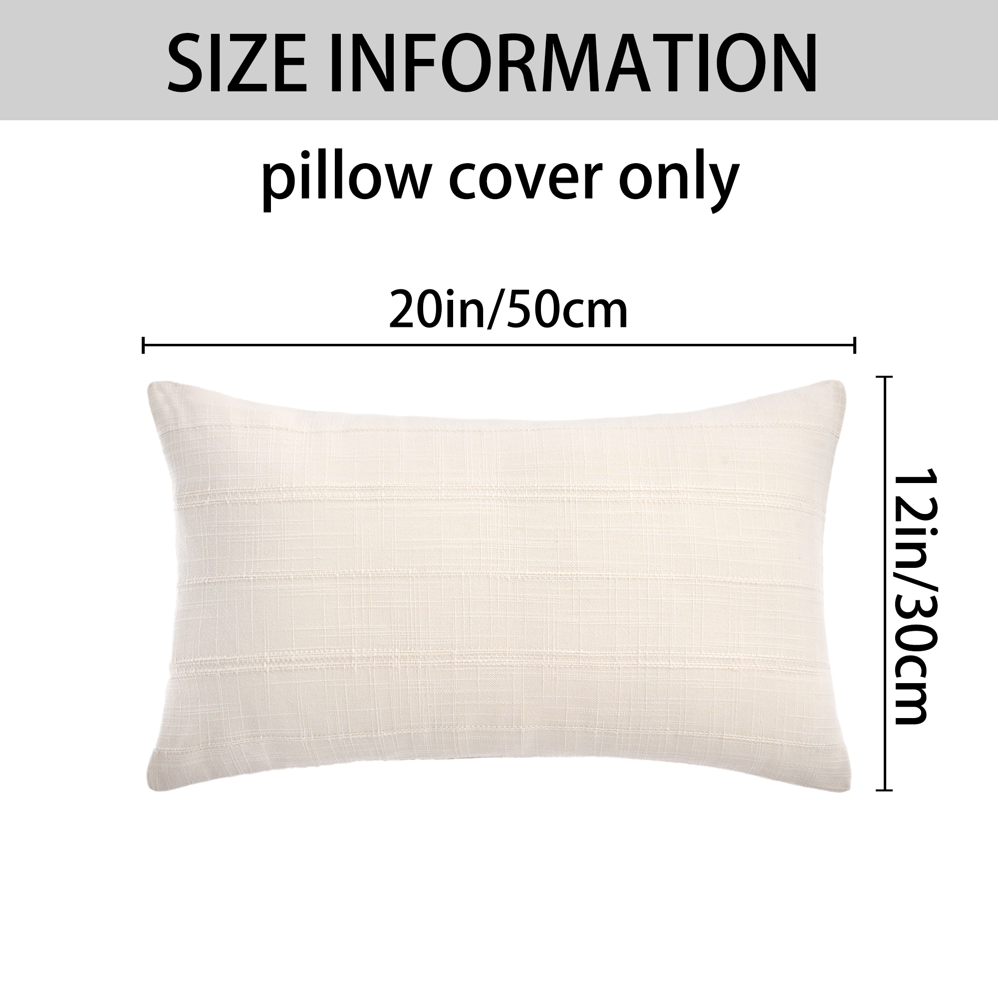 Unique Bargains Linen Soft Solid Throw Pillow Covers Pack of 2 White 20" x 12"
