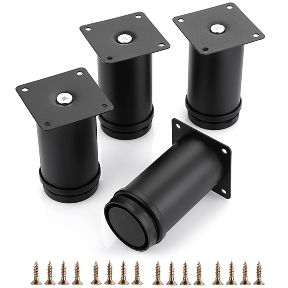 OwnMy 4 patas de muebles de acero inoxidable de 4 pulgadas, patas de gabinete de metal, patas de repuesto de muebles de metal redondas ajustables, patas de esquina, extensores de patas de mesa resiste