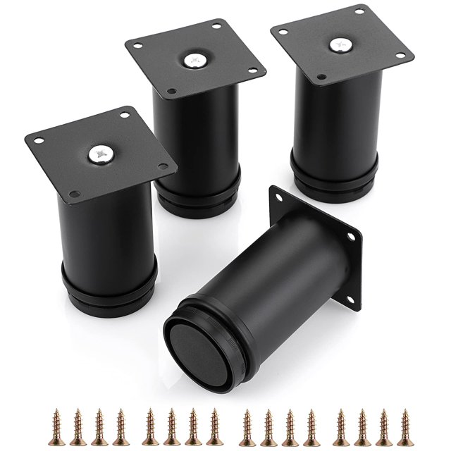 OwnMy 4 patas de muebles de acero inoxidable de 4 pulgadas, patas de gabinete de metal, patas de repuesto de muebles de metal redondas ajustables, patas de esquina, extensores de patas de mesa resiste