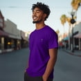 thumbnail image 4 of Dalix Martini Midweight Soft Tee Short Sleeve Cotton Summer T Shirt Mens in Purple M Medium, 4 of 5