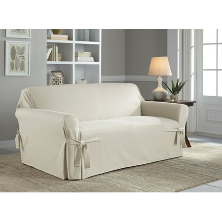 Relaxed Fit Duck Furniture Slipcover White - Serta