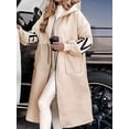 thumbnail image 4 of Women'S Hooded Windbreaker Knitted Long Sleeve Oversized Jacket Casual Drawstring Waist Coat with Zipper Apricot S, 4 of 7