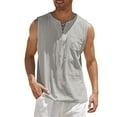 thumbnail image 3 of adviicd Men Tops Casual Men'S T-Shirts Men's Solid Sleeveless Cut Out Round Asymmetrical Neck Club Party Tank Top Grey 3XL, 3 of 4