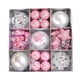 thumbnail image 1 of Juego de 35 bolas navideñas decorativas colgantes con lazos para Navidad Plata y rosa, 1 of 9